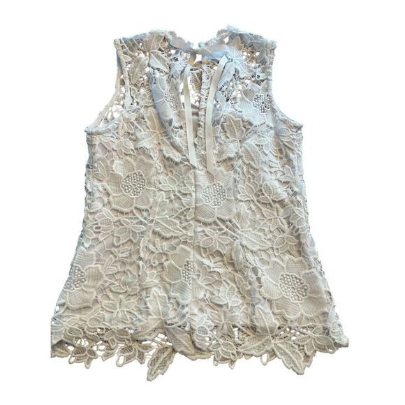 Nanette Lepore white lace top ties at neck sz XS - Picture 2 of 3